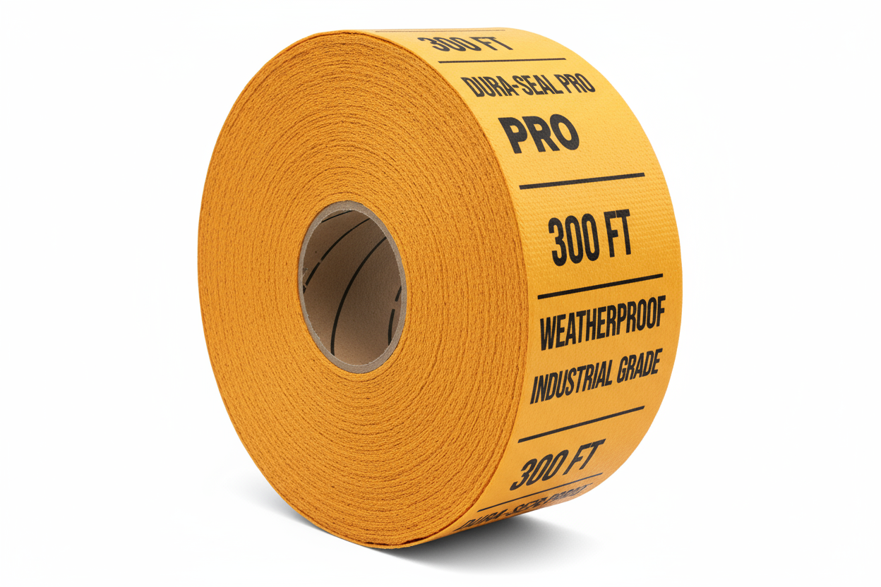 A 300-foot roll of durable, weather-resistant construction tape used for marking areas, securing materials, and outlining zones during projects.
